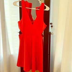 Express Cut Out Skater Dress Coral